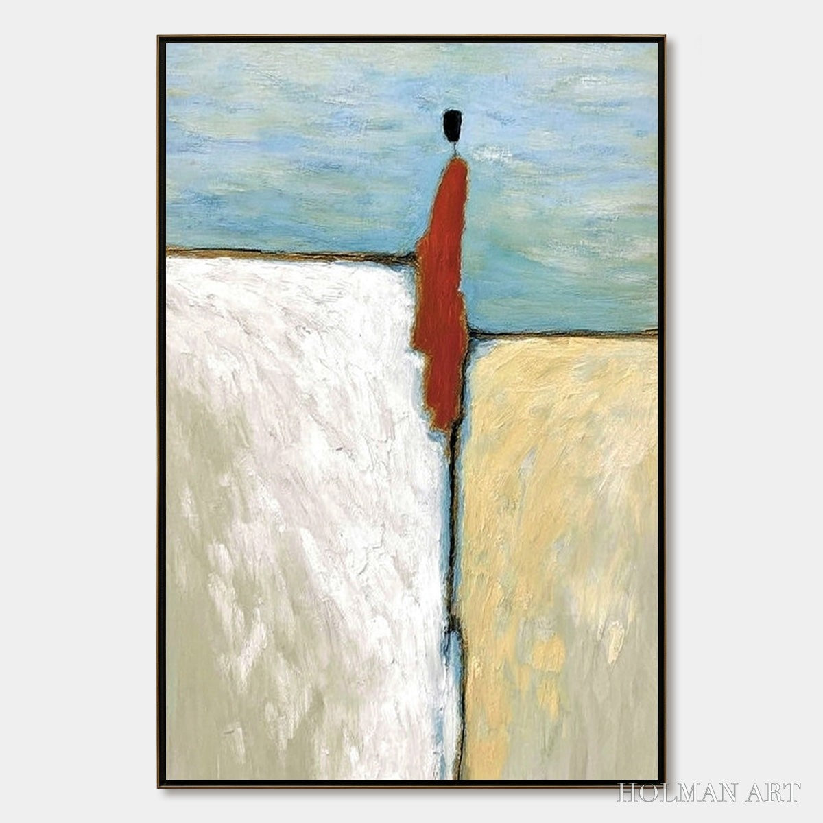 HOLMAN ART the Watcher – Minimalist Figurative Abstract Textured Painting - image 1