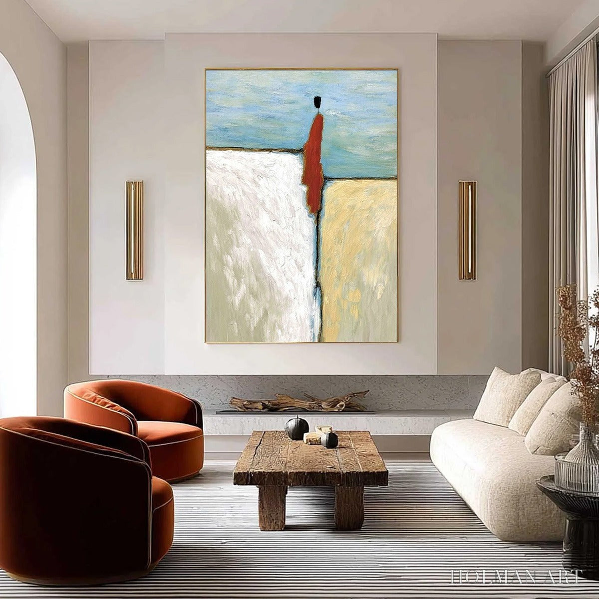 HOLMAN ART the Watcher – Minimalist Figurative Abstract Textured Painting - image 6
