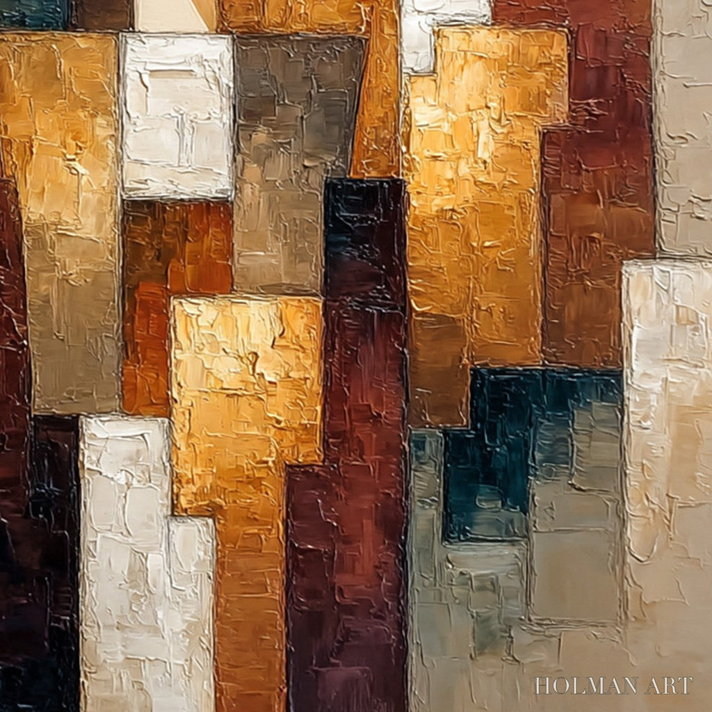 HOLMAN ART the Triad – Heavily Textured Abstract Figurative Impasto Painting - image 3