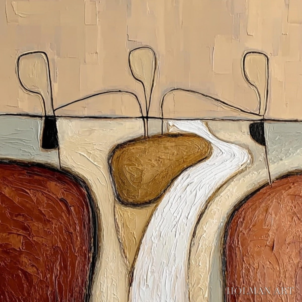 HOLMAN ART the Passage – Textured Wabi Sabi Abstract Earth Tone Painting - image 3
