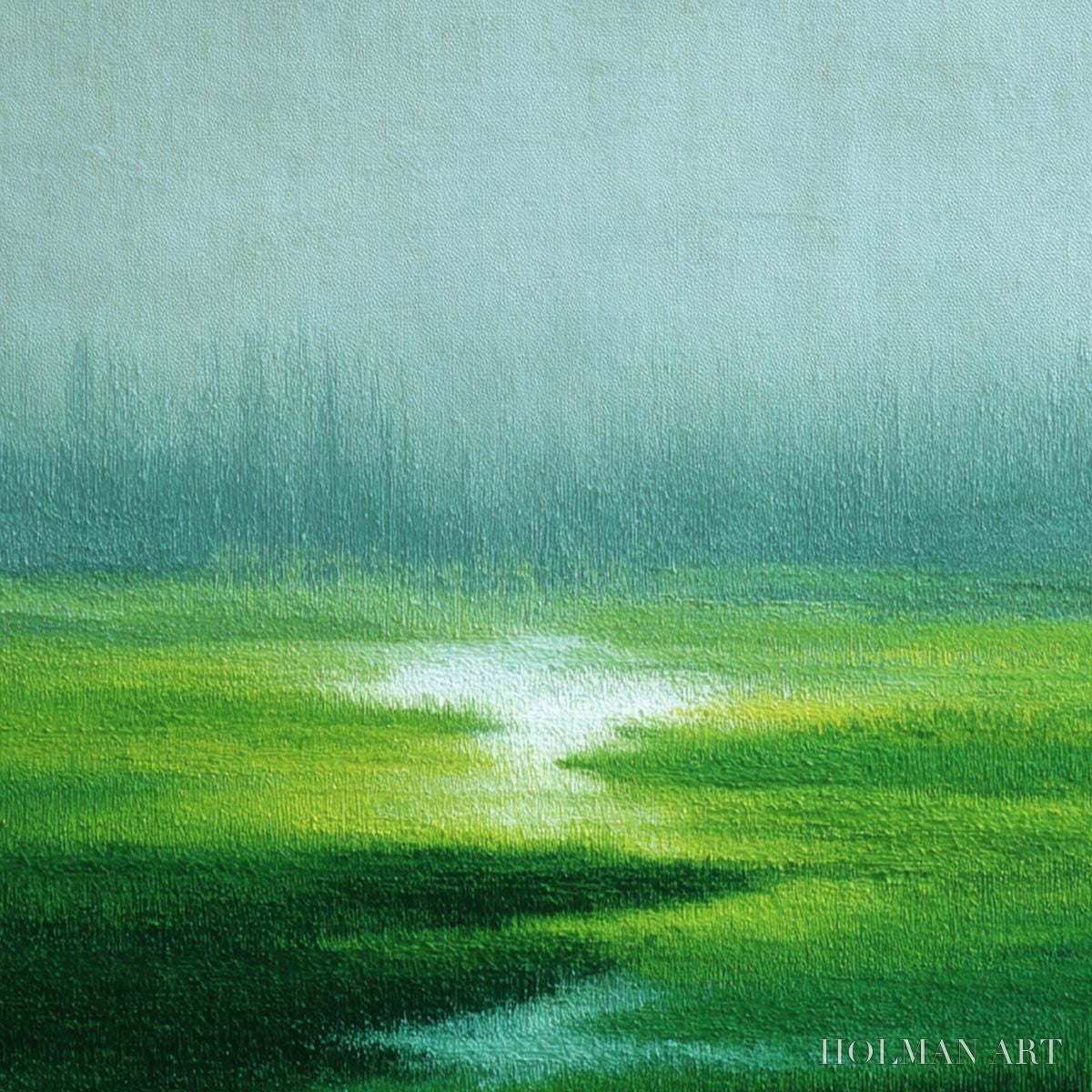 HOLMAN ART Verdant Reverie – Abstract Green Landscape Oil Painting - image 3