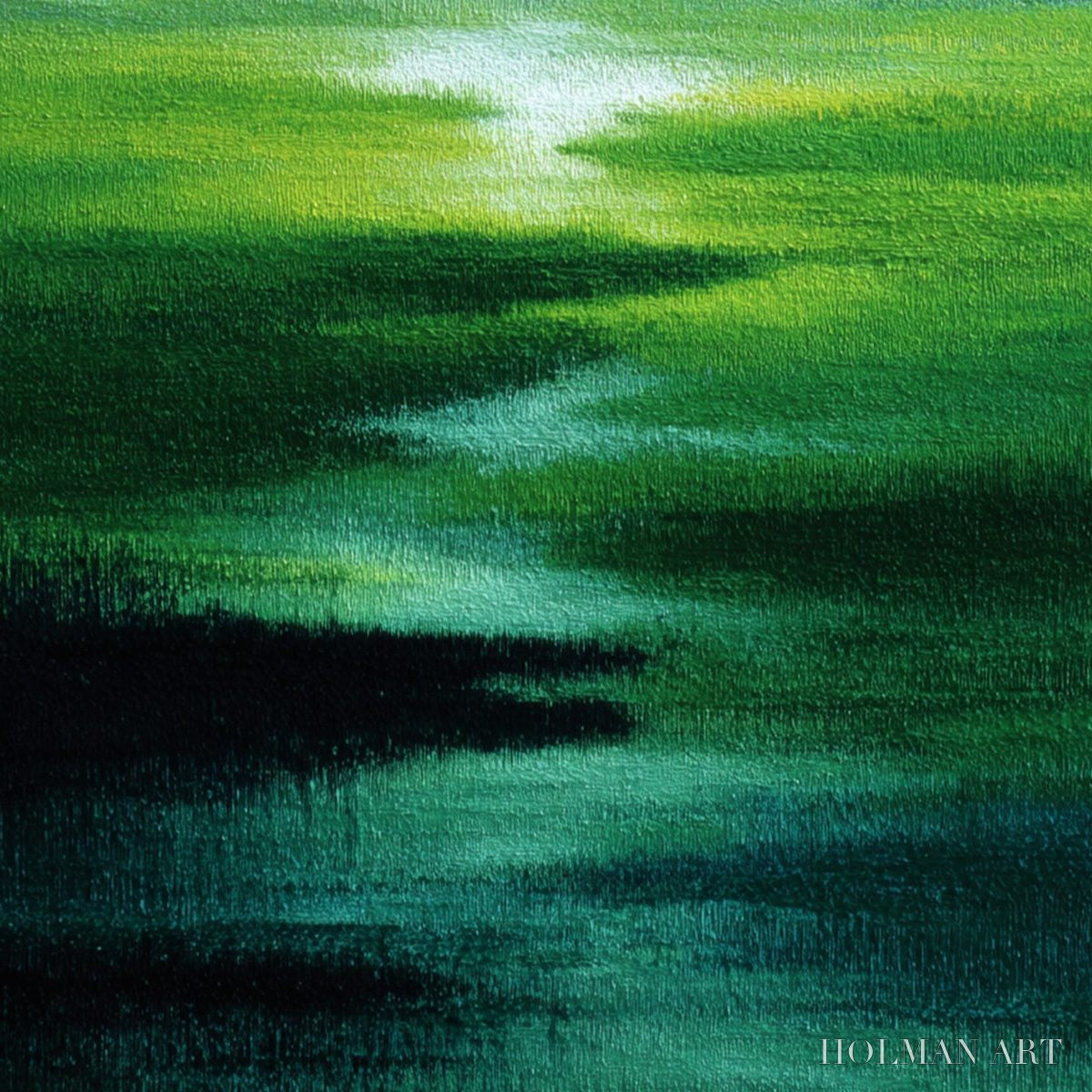 HOLMAN ART Verdant Reverie – Abstract Green Landscape Oil Painting - image 5