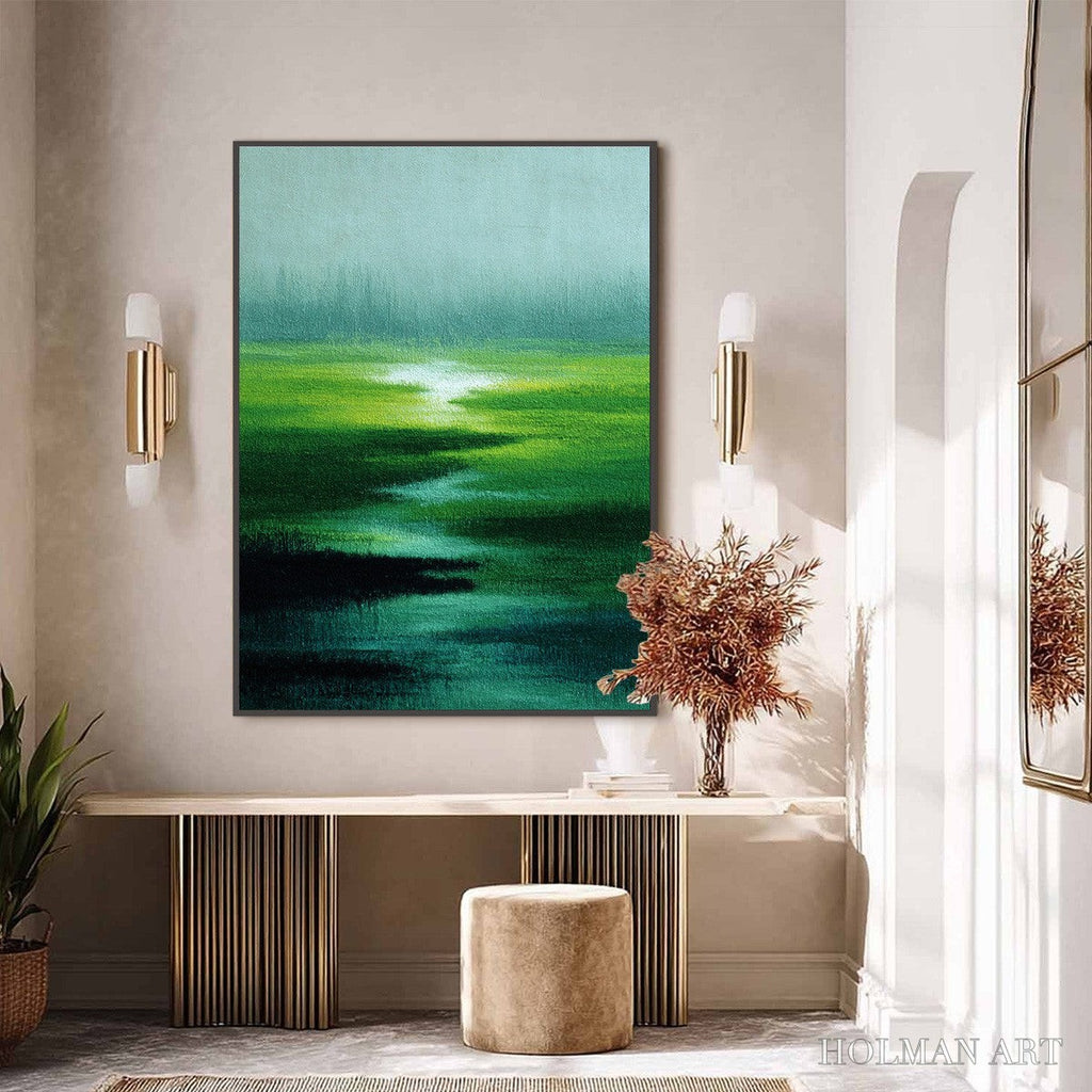 HOLMAN ART Verdant Reverie – Abstract Green Landscape Oil Painting - image 6