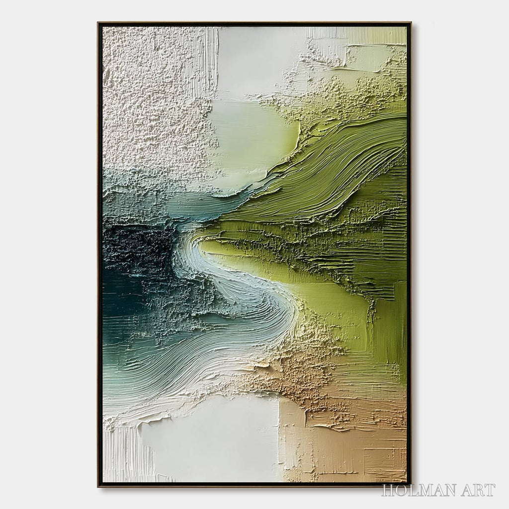 HOLMAN ART Verdant Path – Textured Wabi Sabi Abstract Landscape Painting - image 1