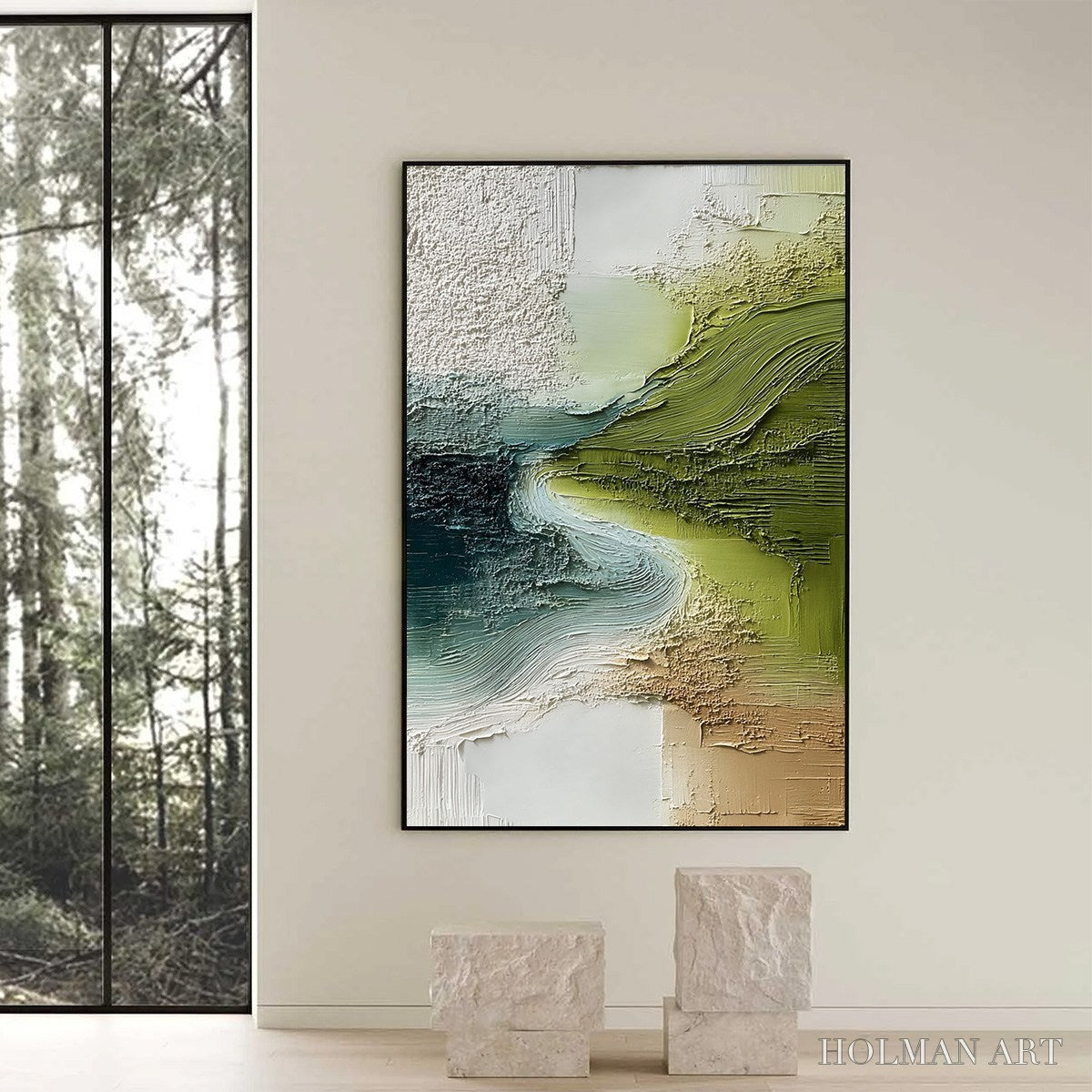 HOLMAN ART Verdant Path – Textured Wabi Sabi Abstract Landscape Painting - image 6