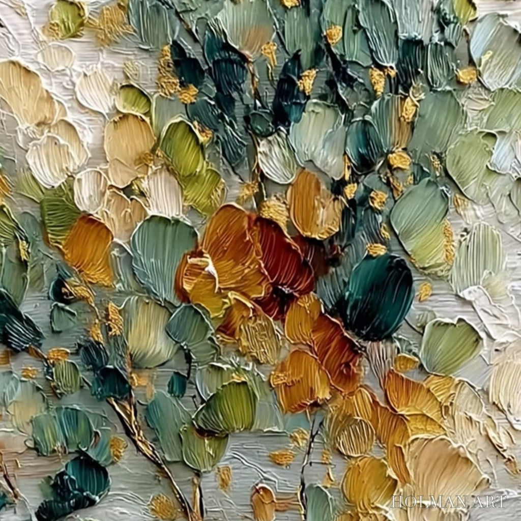 HOLMAN ART Emerald Jewel Tree – Textured Palette Knife Tree Painting with Golden Accents - image 3