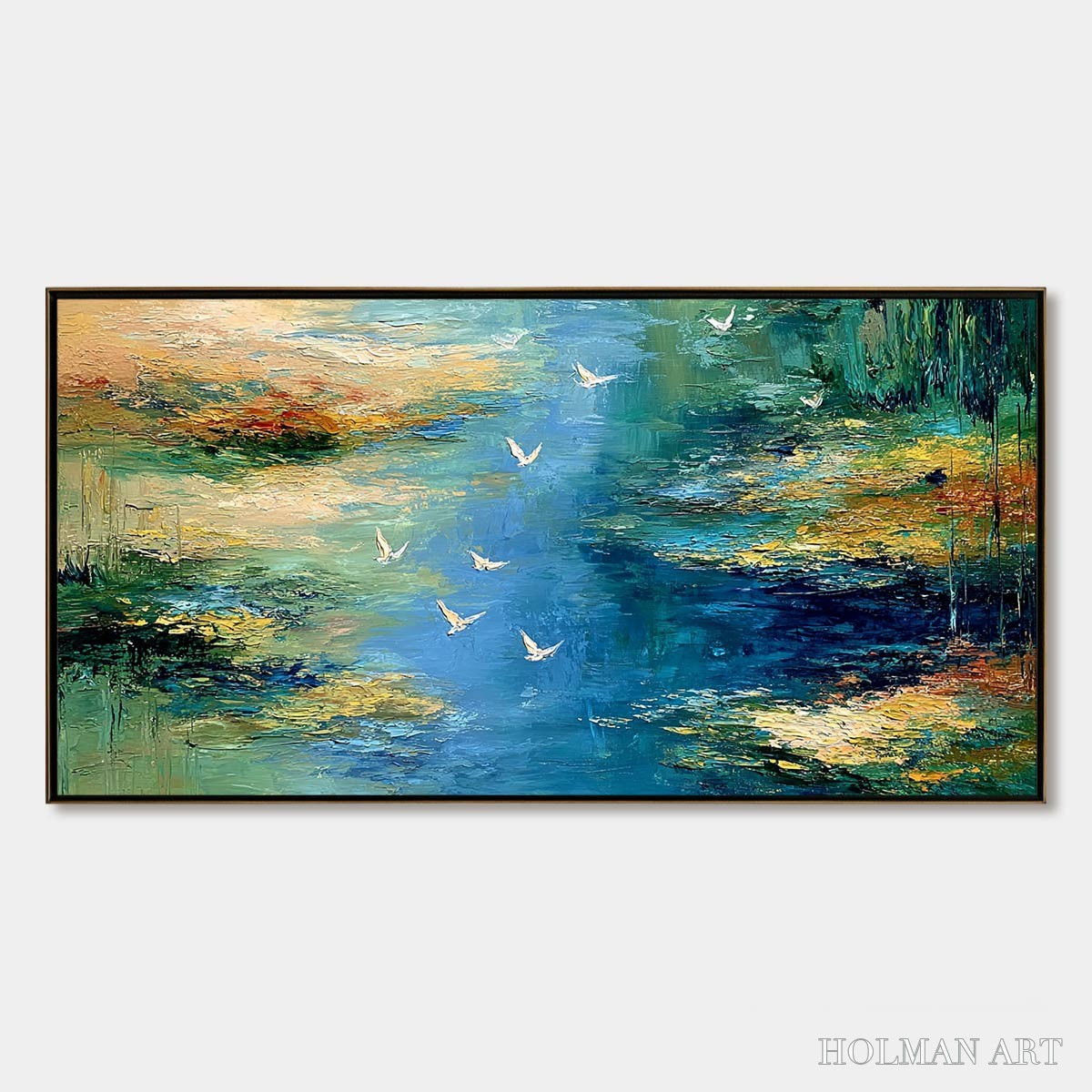 HOLMAN ART Azure Journey – Textured Abstract River Landscape Painting - image 1