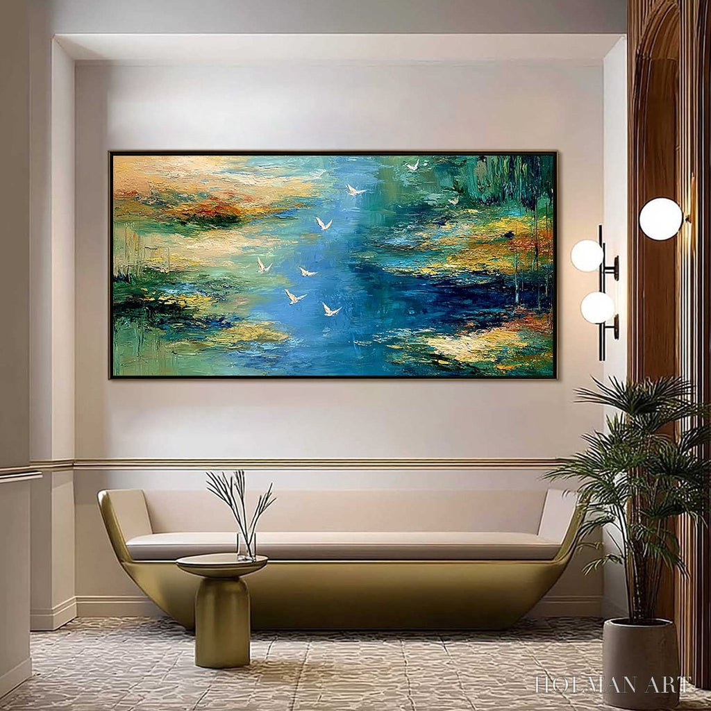 HOLMAN ART Azure Journey – Textured Abstract River Landscape Painting - image 2