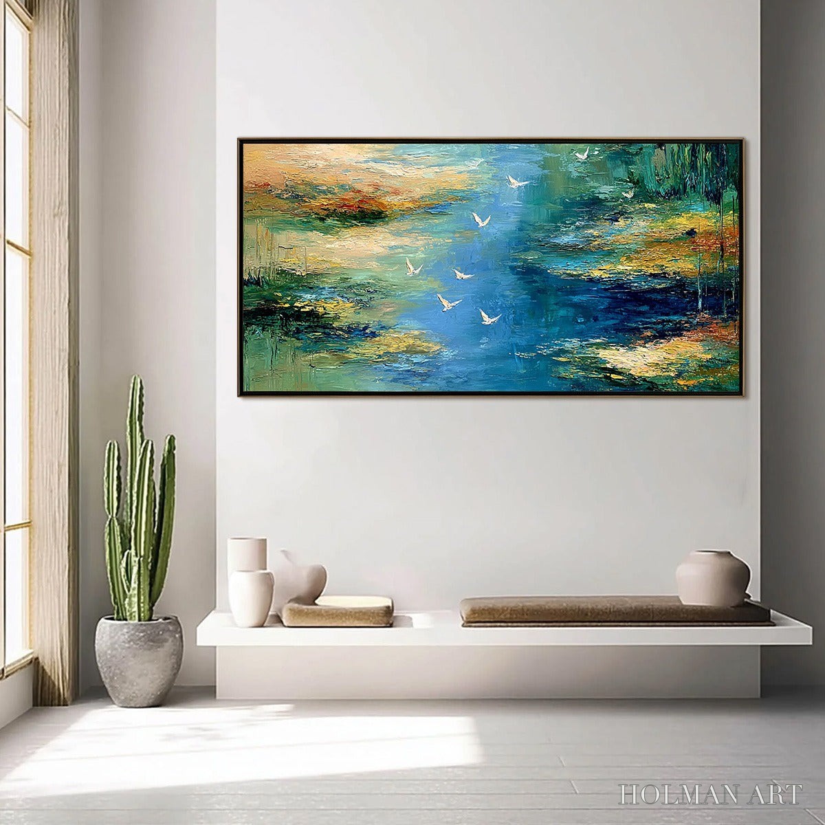 HOLMAN ART Azure Journey – Textured Abstract River Landscape Painting - image 4