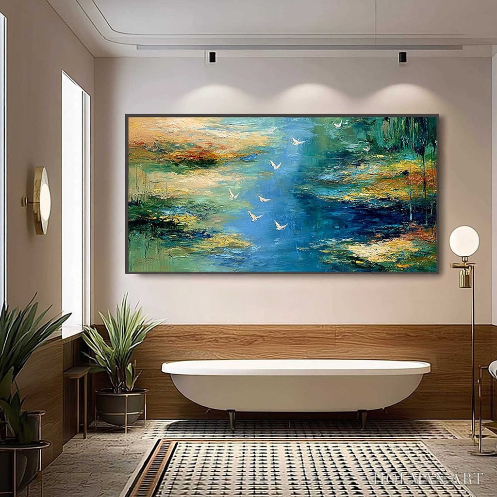 HOLMAN ART Azure Journey – Textured Abstract River Landscape Painting - image 6
