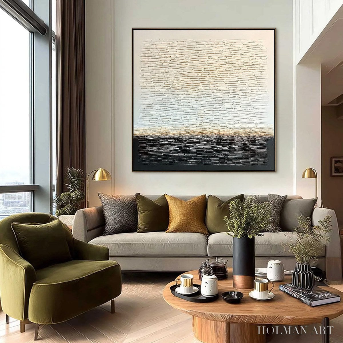HOLMAN ART Echoes of Stillness – Large Square Textured Minimalist Abstract Painting - image 4