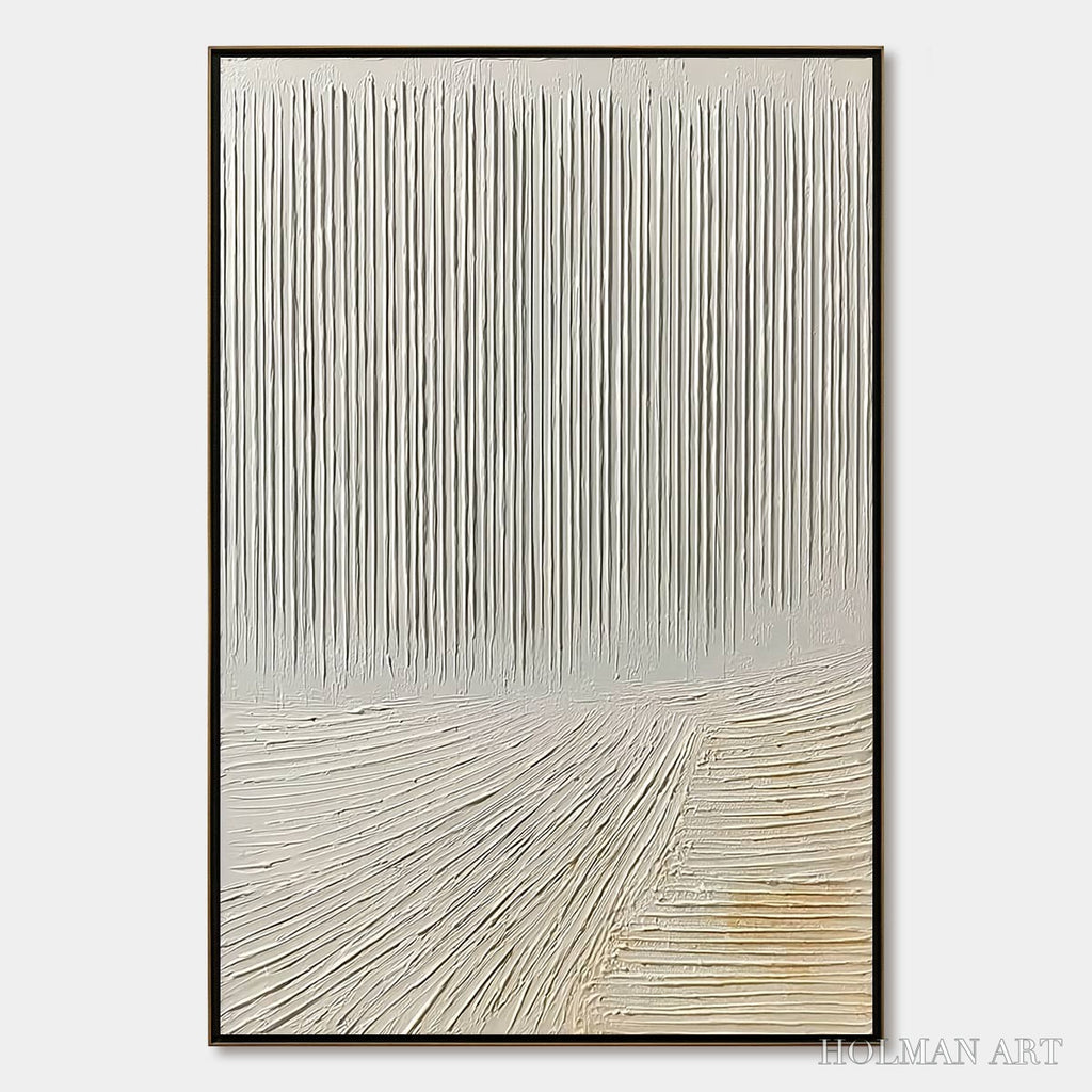 HOLMAN ART Convergence – Textured Minimalist Wabi Sabi Abstract Painting in White - image 1