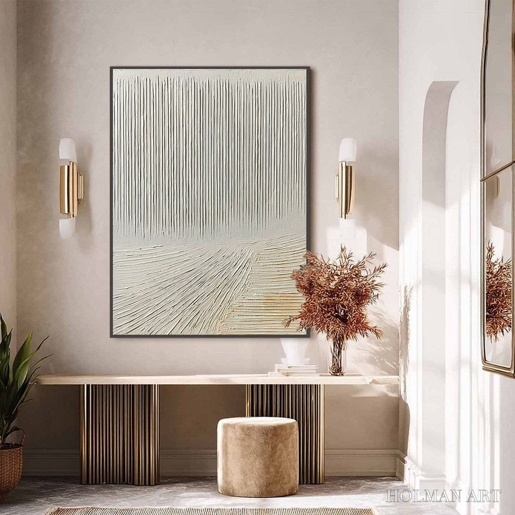 HOLMAN ART Convergence – Textured Minimalist Wabi Sabi Abstract Painting in White - image 2