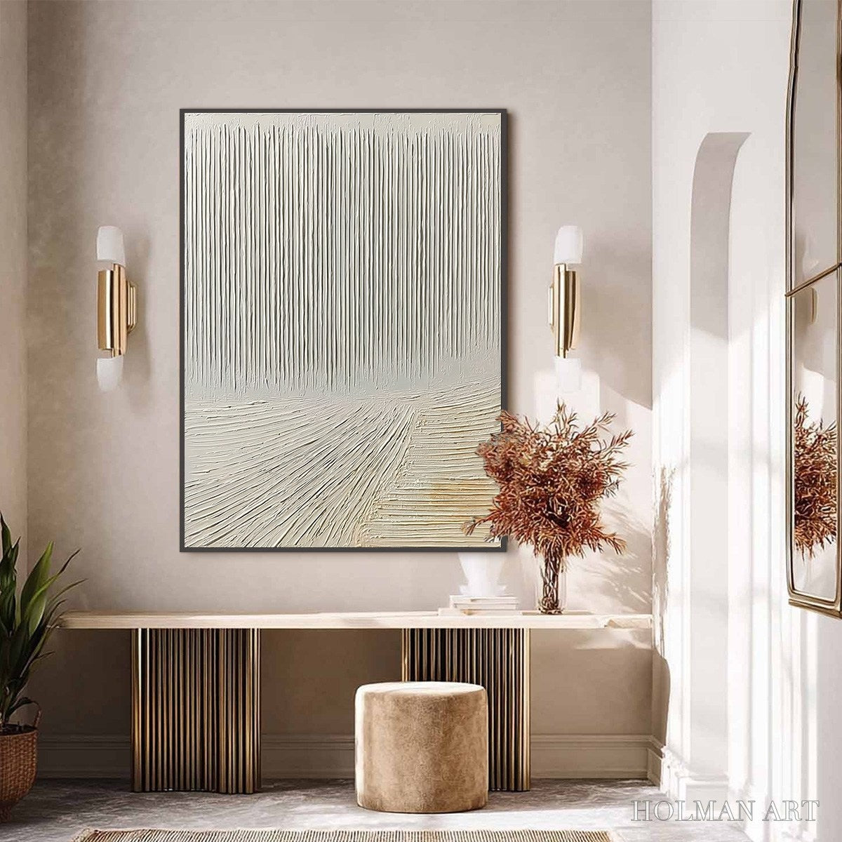 HOLMAN ART Convergence – Textured Minimalist Wabi Sabi Abstract Painting in White - image 2