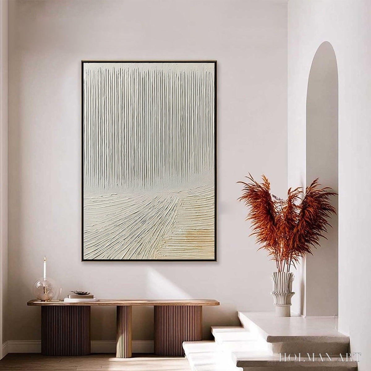HOLMAN ART Convergence – Textured Minimalist Wabi Sabi Abstract Painting in White - image 4
