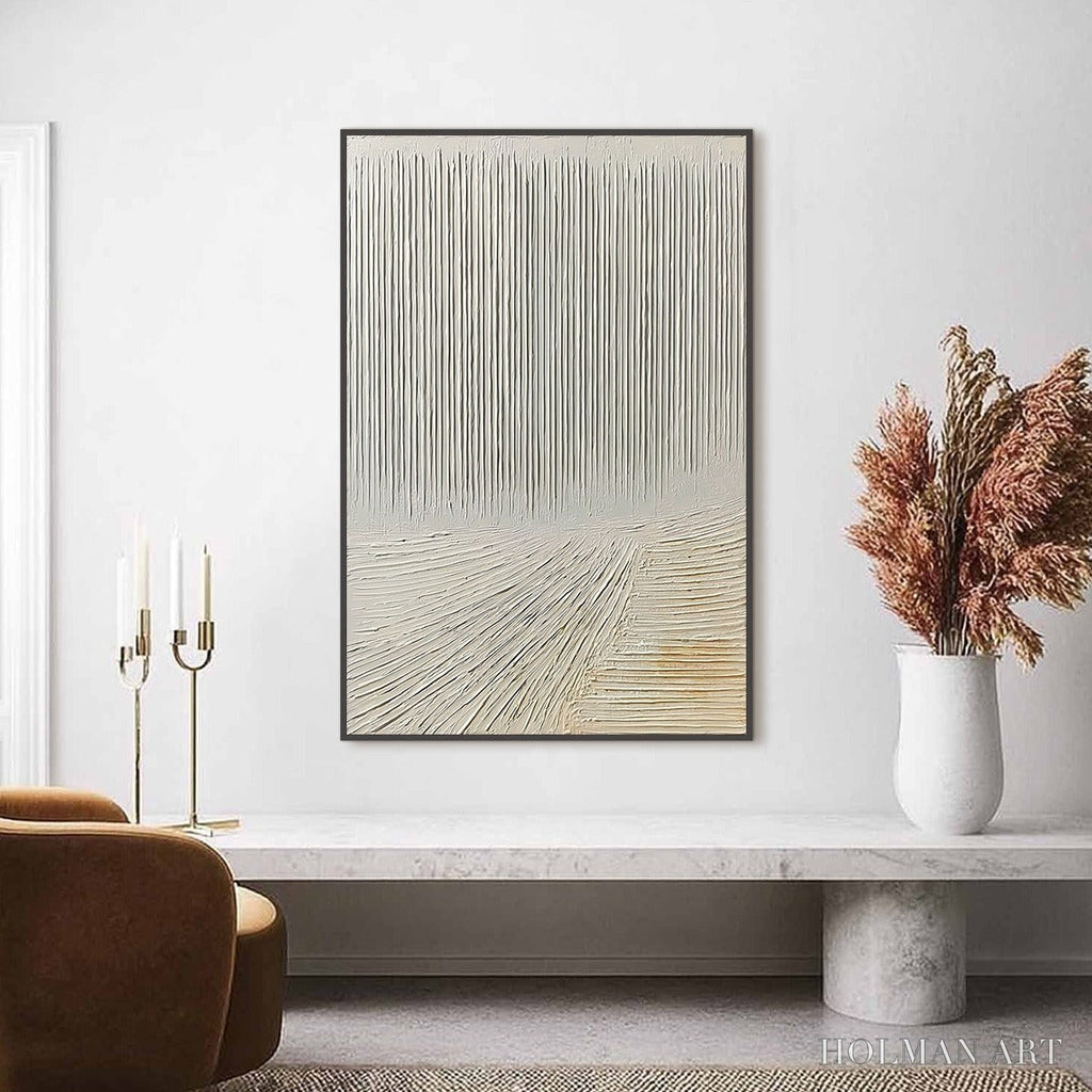 HOLMAN ART Convergence – Textured Minimalist Wabi Sabi Abstract Painting in White - image 6