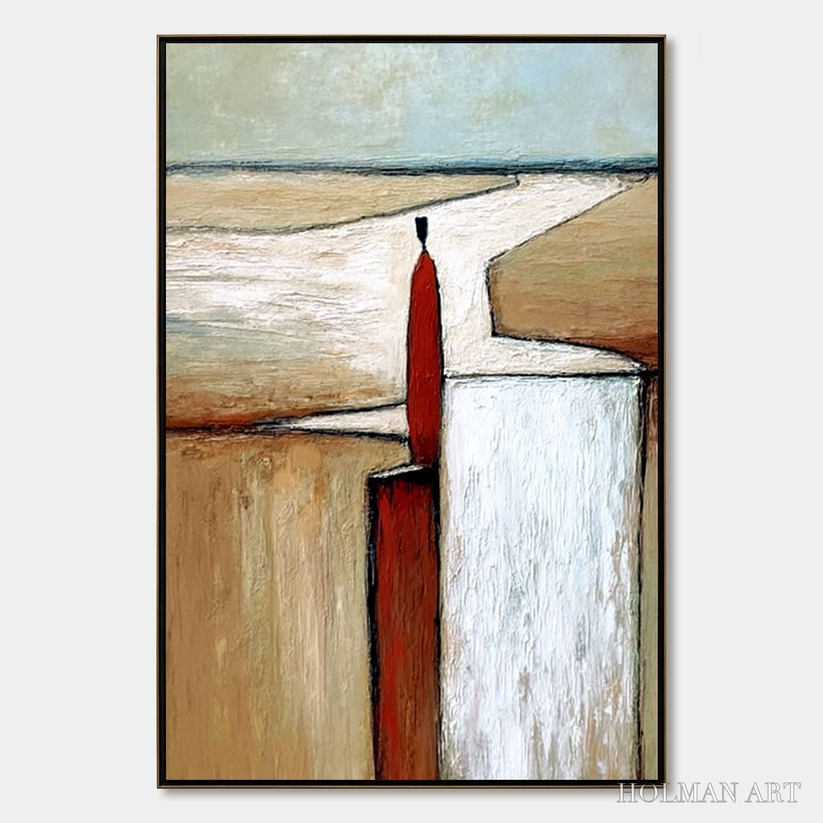 HOLMAN ART the Voyager – Textured Minimalist Painting of a Solitary Figure - image 1