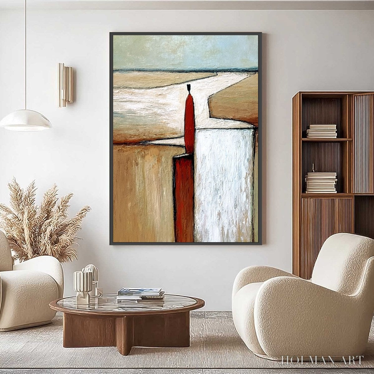HOLMAN ART the Voyager – Textured Minimalist Painting of a Solitary Figure - image 4