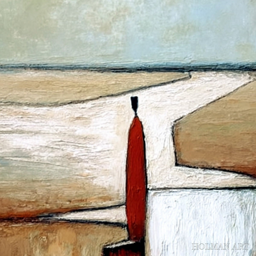HOLMAN ART the Voyager – Textured Minimalist Painting of a Solitary Figure - image 5