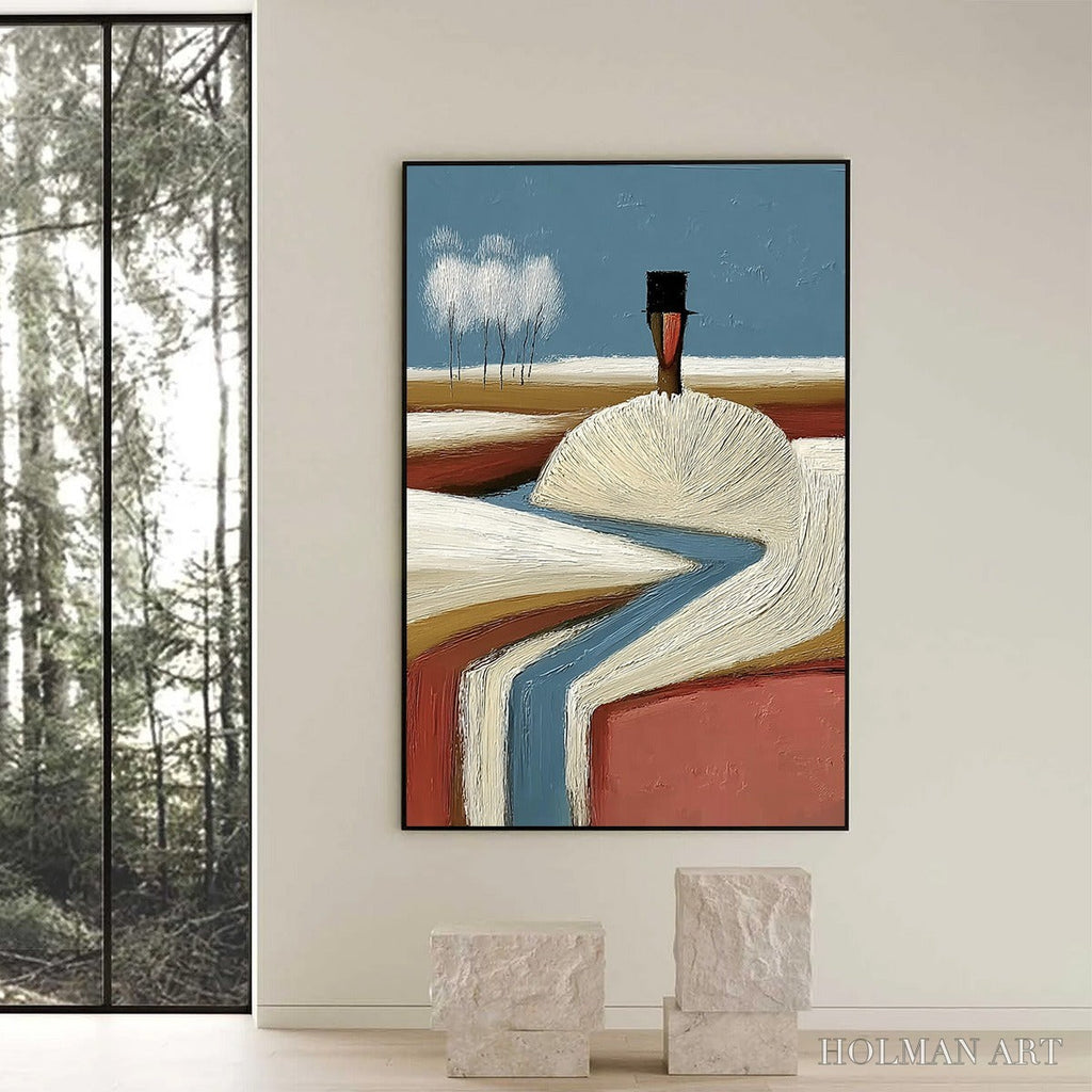 HOLMAN ART the Silent Journey – Textured Wabi Sabi Abstract Landscape Painting - image 6