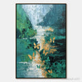 HOLMAN ART Emergence – Textured Impasto River Painting with Golden Butterflies - image 1