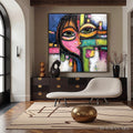 HOLMAN ART Kaleidoscope Gaze – Colorful Abstract Portrait Impasto Oil Painting - image 2