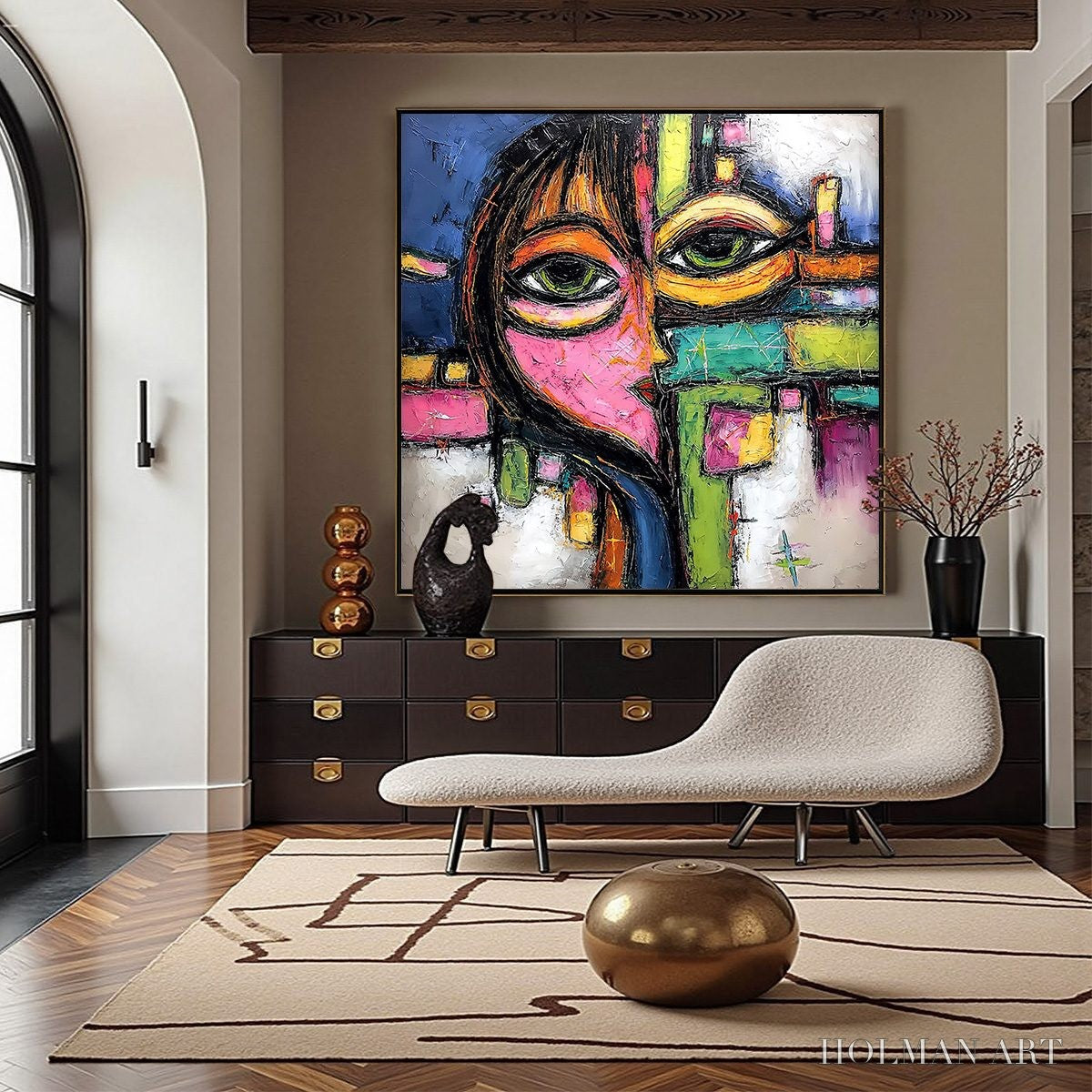 HOLMAN ART Kaleidoscope Gaze – Colorful Abstract Portrait Impasto Oil Painting - image 2