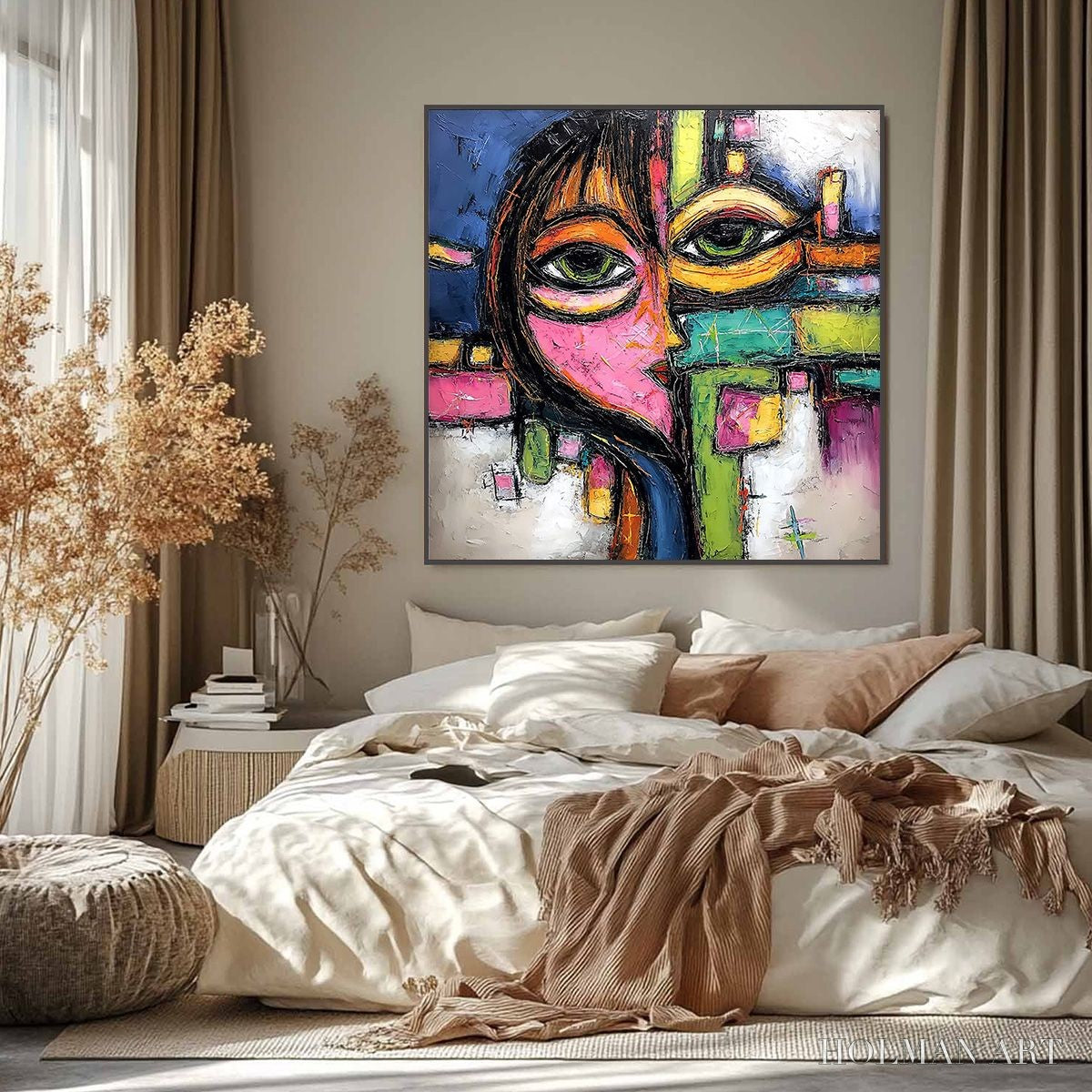 HOLMAN ART Kaleidoscope Gaze – Colorful Abstract Portrait Impasto Oil Painting - image 6