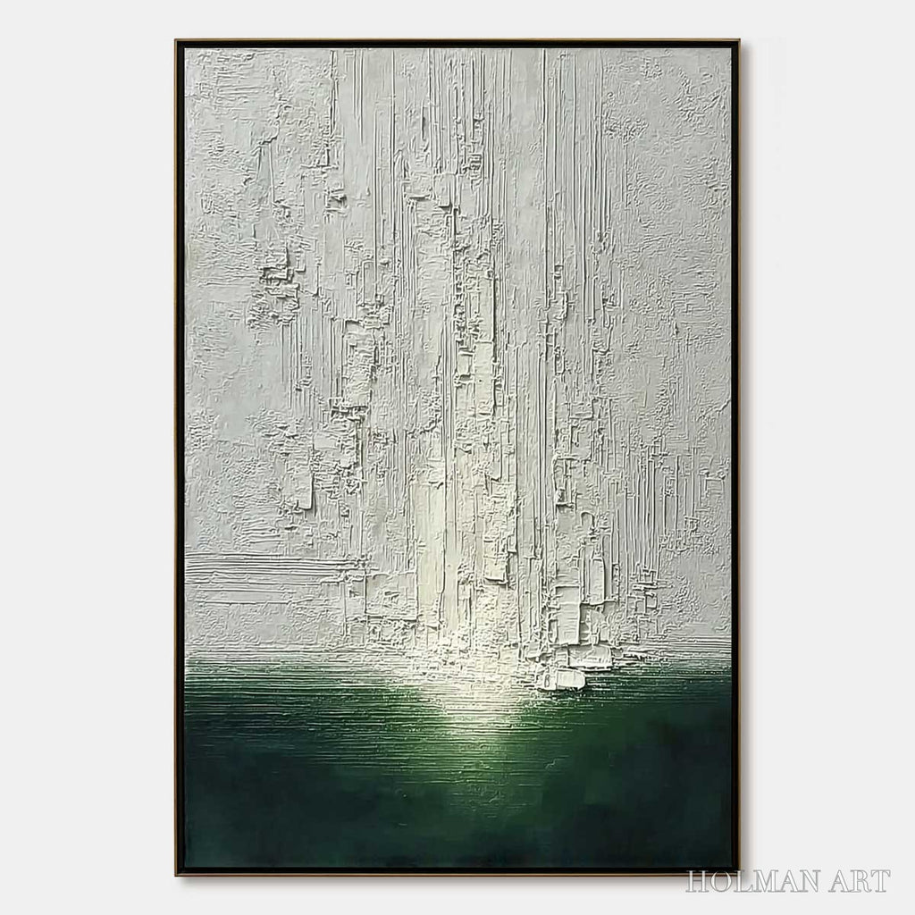 HOLMAN ART Veridian Horizon – Textured Wabi Sabi Abstract Landscape Painting - image 1