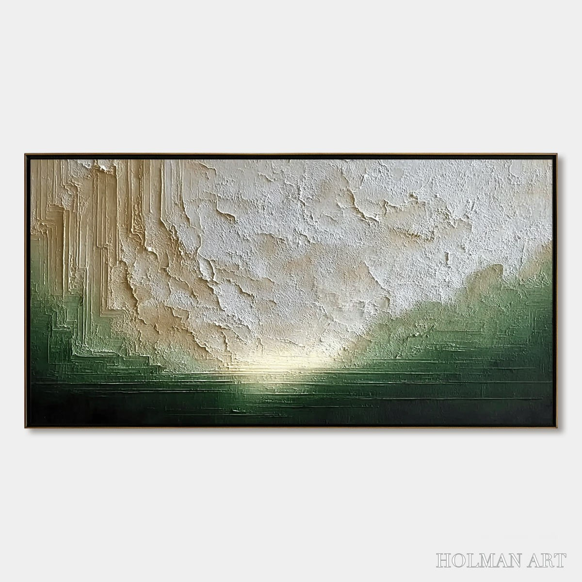 HOLMAN ART Emerald Horizon – Textured Wabi Sabi Abstract Landscape Painting - image 1
