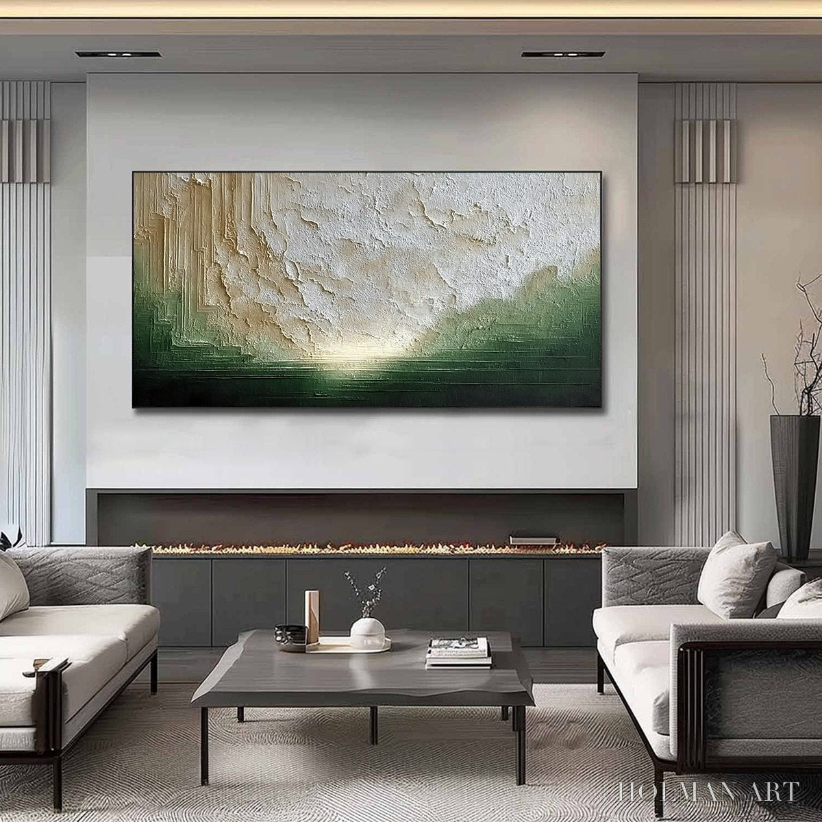 HOLMAN ART Emerald Horizon – Textured Wabi Sabi Abstract Landscape Painting - image 2