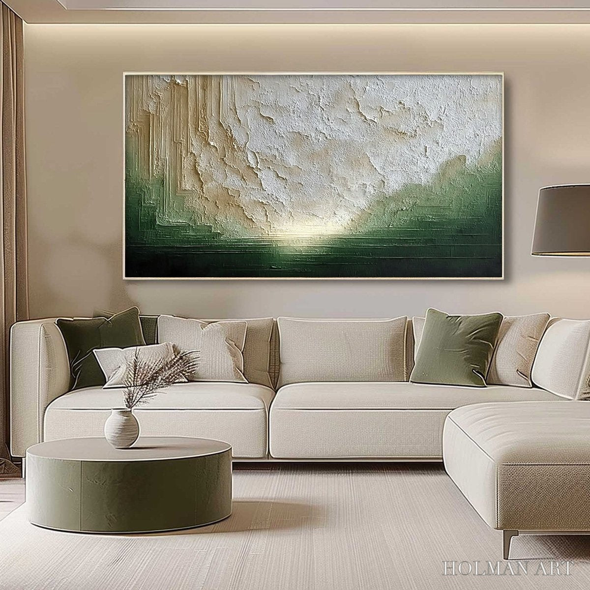 HOLMAN ART Emerald Horizon – Textured Wabi Sabi Abstract Landscape Painting - image 4