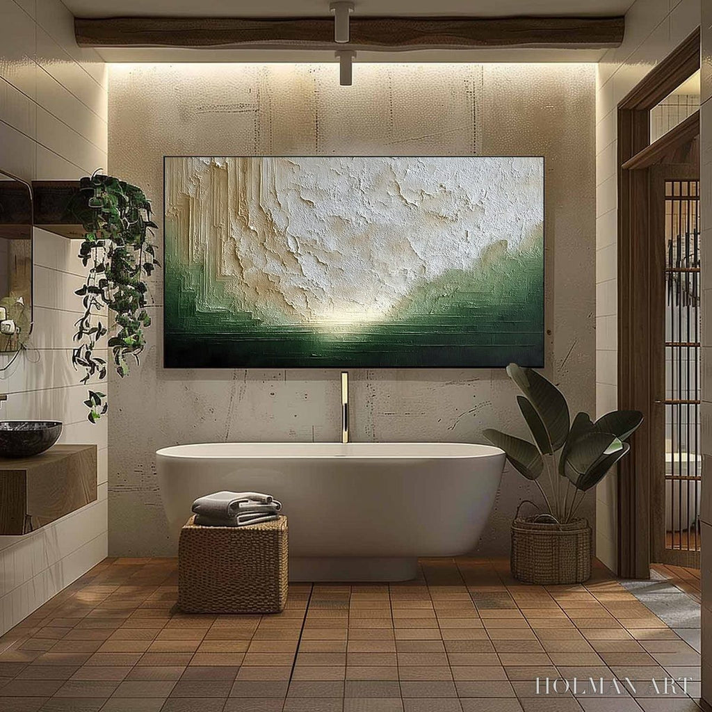 HOLMAN ART Emerald Horizon – Textured Wabi Sabi Abstract Landscape Painting - image 6