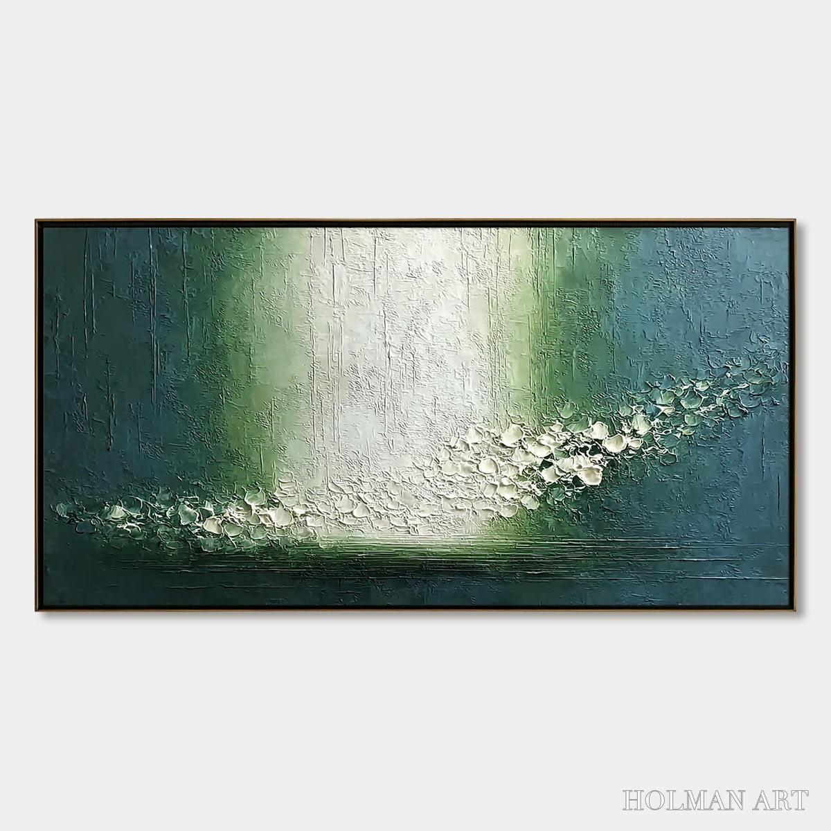 HOLMAN ART Emerald Cascade – Large Textured Wabi Sabi Abstract Painting - image 1