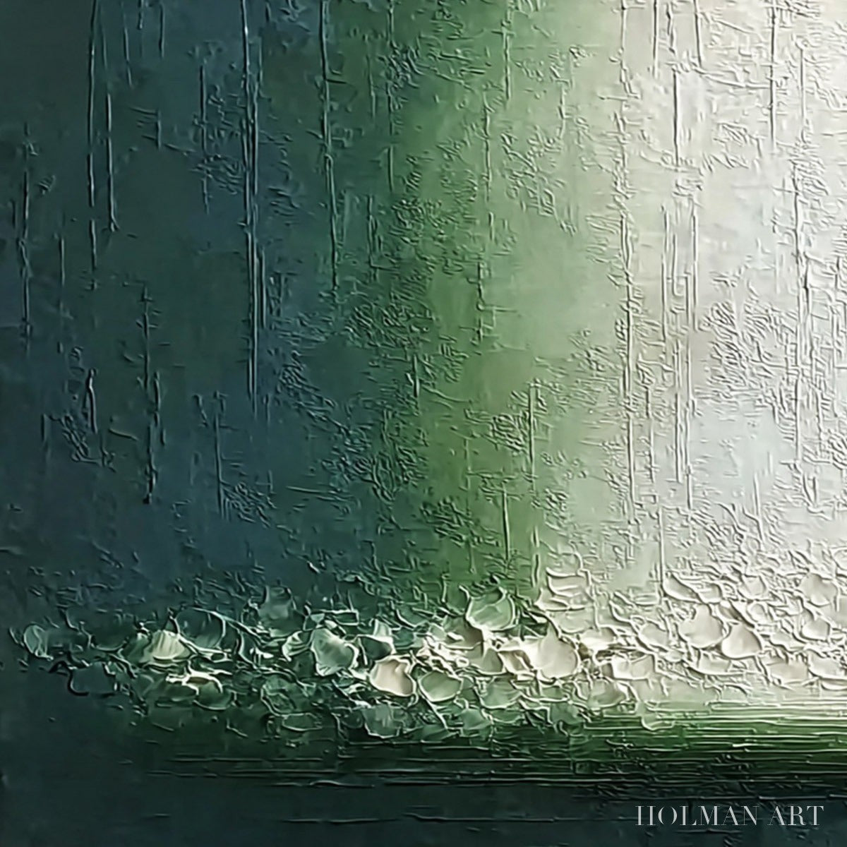 HOLMAN ART Emerald Cascade – Large Textured Wabi Sabi Abstract Painting - image 3