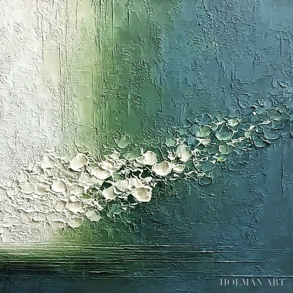 HOLMAN ART Emerald Cascade – Large Textured Wabi Sabi Abstract Painting - image 5