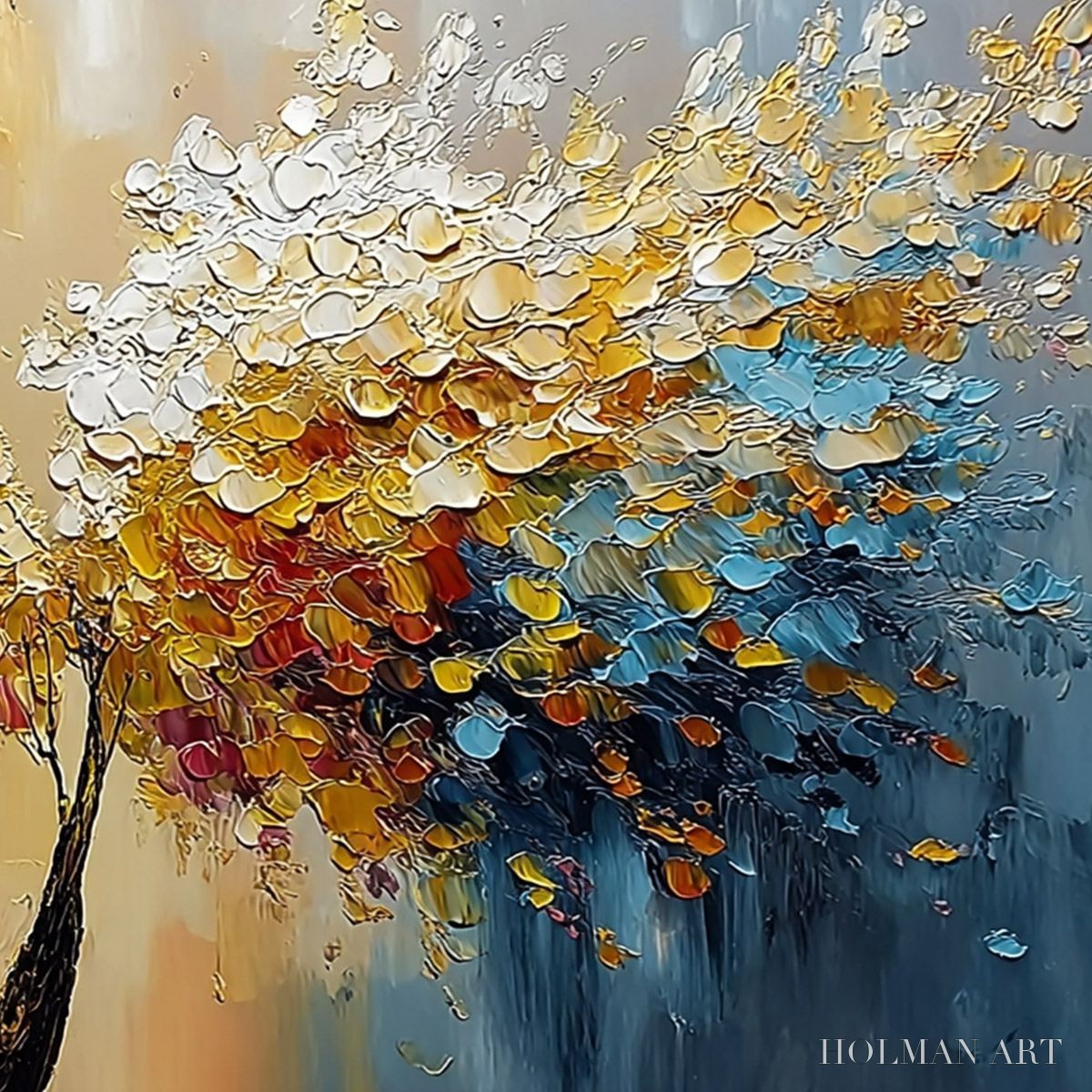 HOLMAN ART Aura Bloom – Textured Palette Knife Tree of Life Painting - image 5
