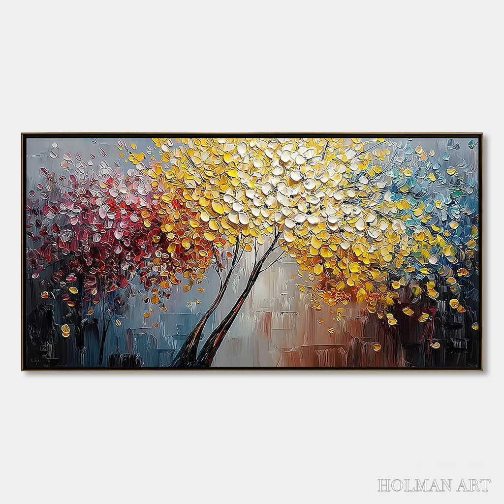 HOLMAN ART Chromatic Embrace – Textured Palette Knife Tree Painting, Colorful Impasto - image 1