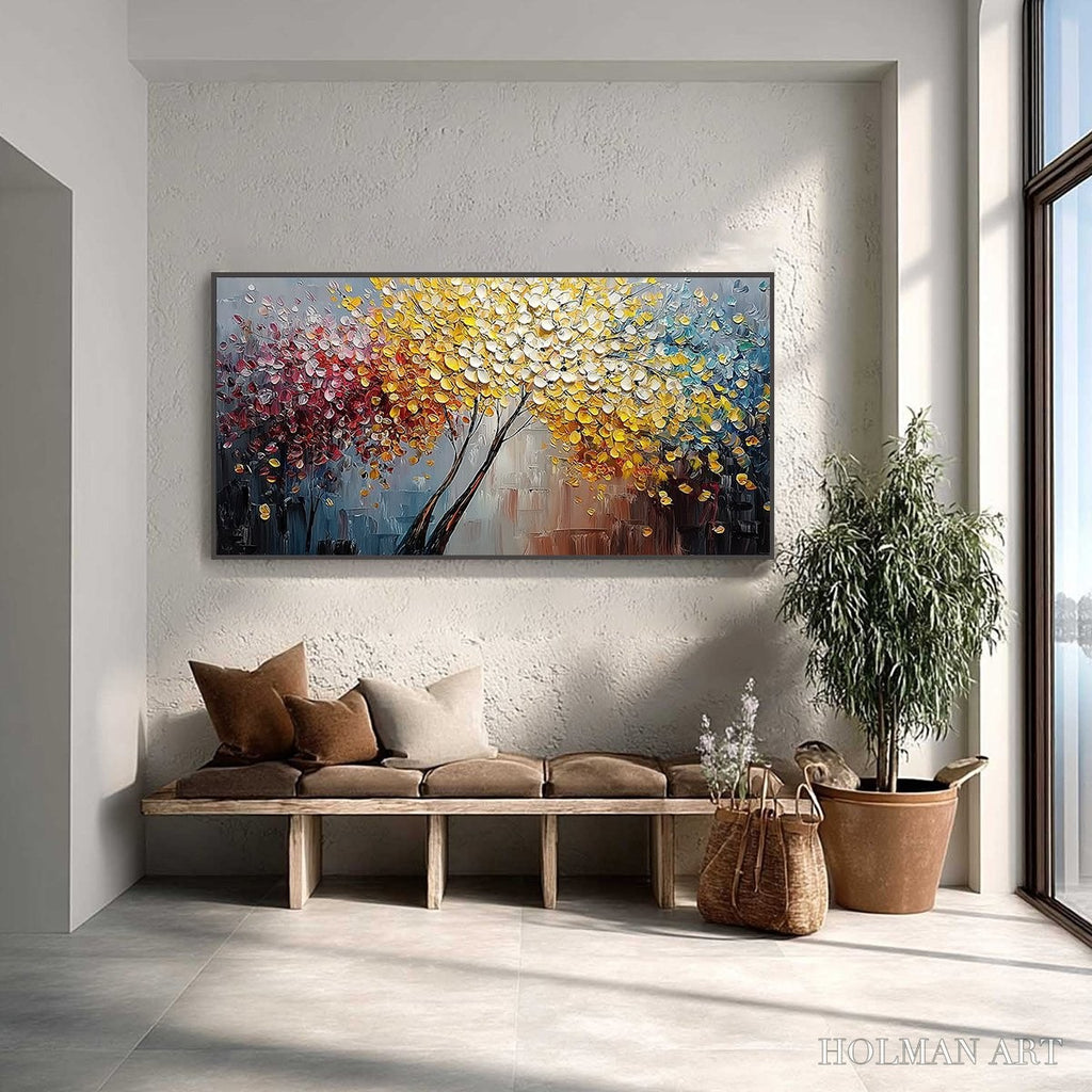 HOLMAN ART Chromatic Embrace – Textured Palette Knife Tree Painting, Colorful Impasto - image 2