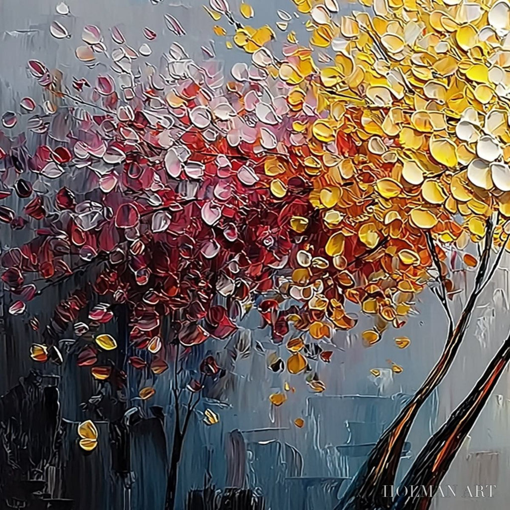HOLMAN ART Chromatic Embrace – Textured Palette Knife Tree Painting, Colorful Impasto - image 3