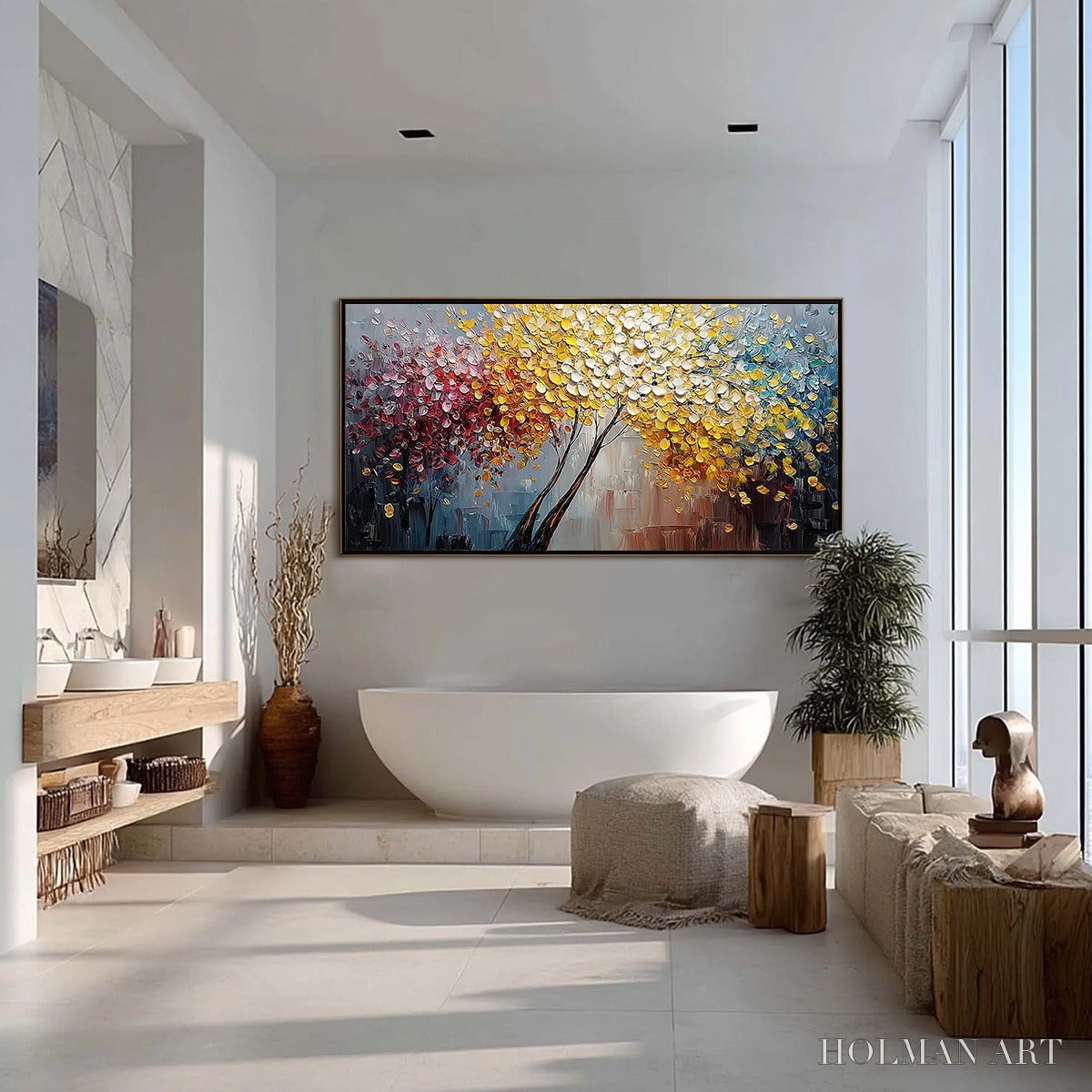 HOLMAN ART Chromatic Embrace – Textured Palette Knife Tree Painting, Colorful Impasto - image 4