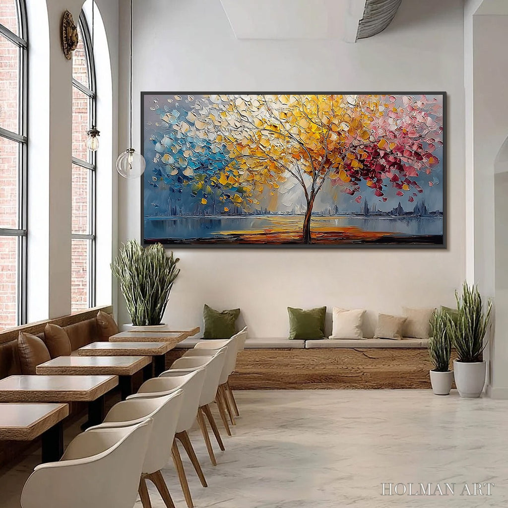 HOLMAN ART Vibrant Horizon – Textured Palette Knife Tree of Life Landscape Painting - image 6