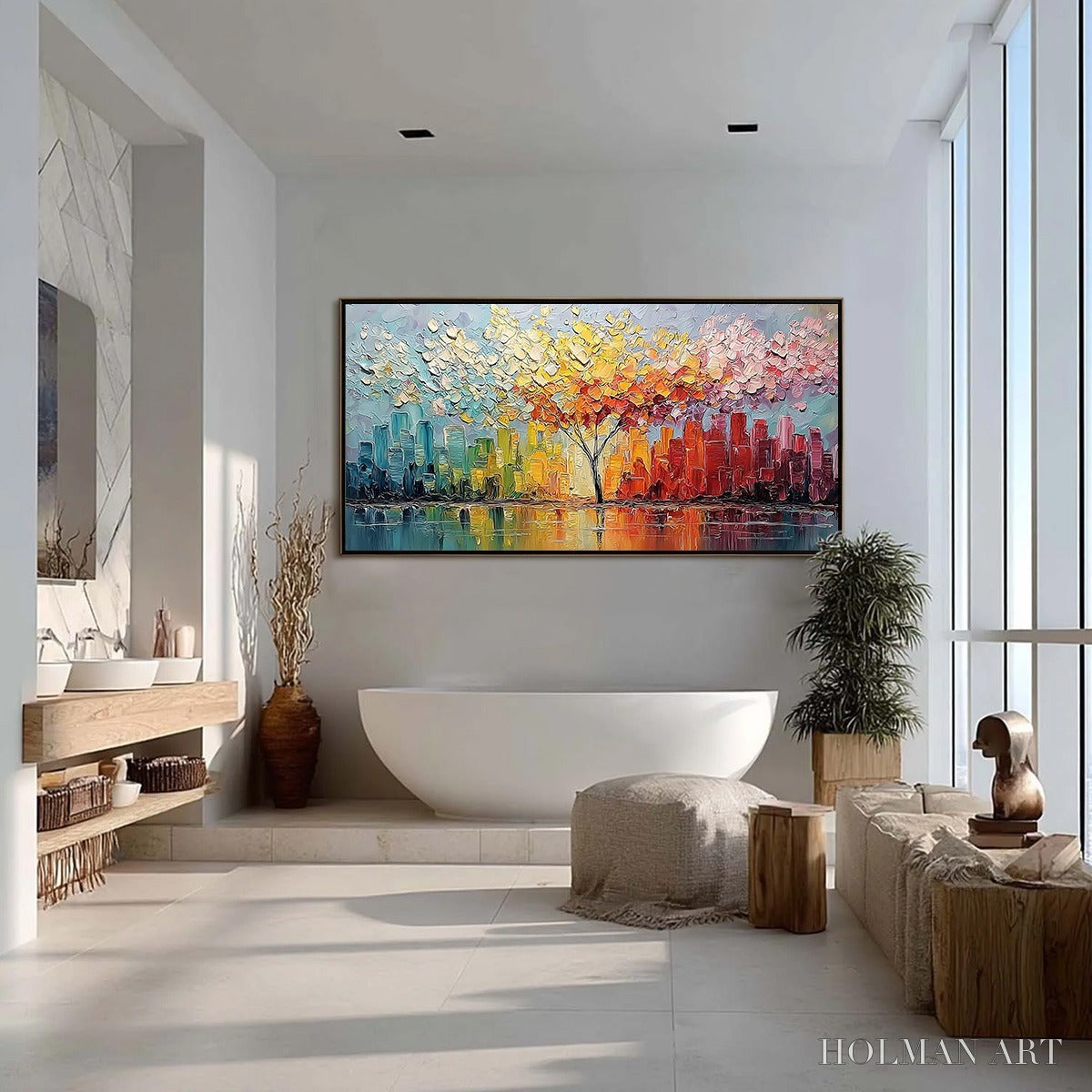 HOLMAN ART Urban Bloom – Colorful Textured Impasto Cityscape Painting - image 4