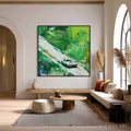 HOLMAN ART Emerald Rush – Textured Sports Car Racing Impasto Oil Painting - image 2