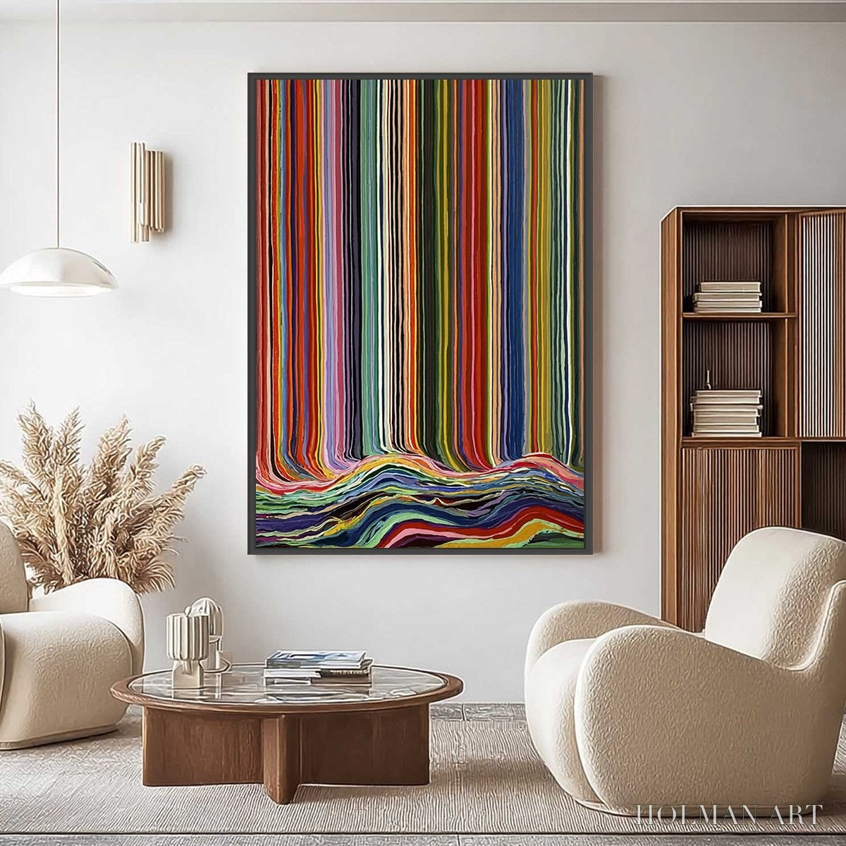 HOLMAN ART Chromatic Cascade – Colorful Vertical Abstract Painting with Flowing Lines - image 2