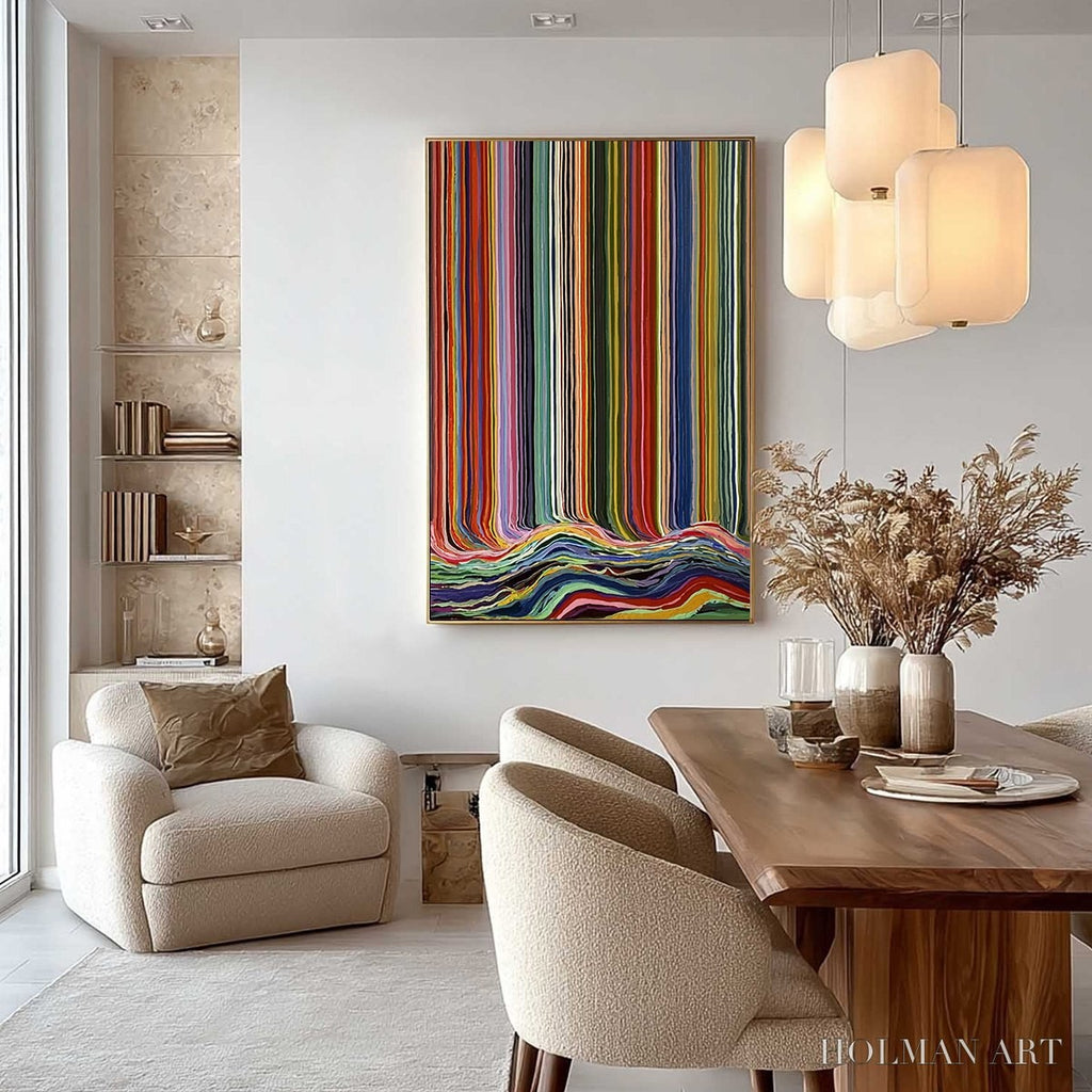 HOLMAN ART Chromatic Cascade – Colorful Vertical Abstract Painting with Flowing Lines - image 4