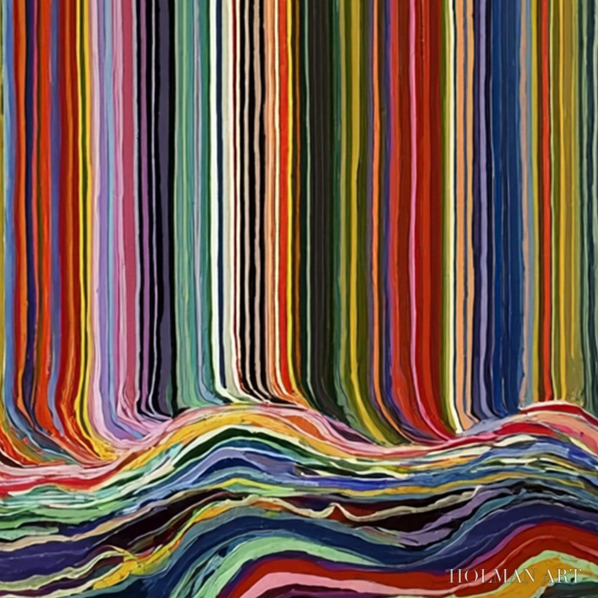 HOLMAN ART Chromatic Cascade – Colorful Vertical Abstract Painting with Flowing Lines - image 5