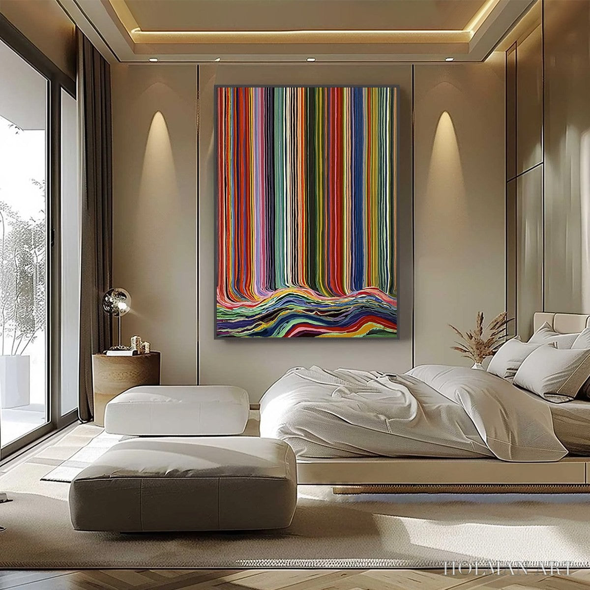 HOLMAN ART Chromatic Cascade – Colorful Vertical Abstract Painting with Flowing Lines - image 6