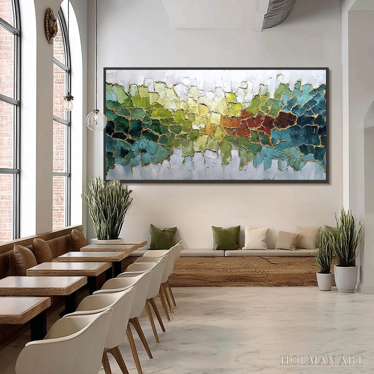 HOLMAN ART Emerald Horizon – Large Textured Abstract Landscape Painting with Gold Accents - image 6