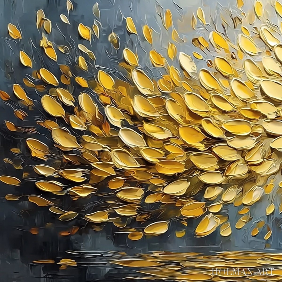 HOLMAN ART Golden Cascade – Textured Palette Knife Impasto Tree Painting - image 3